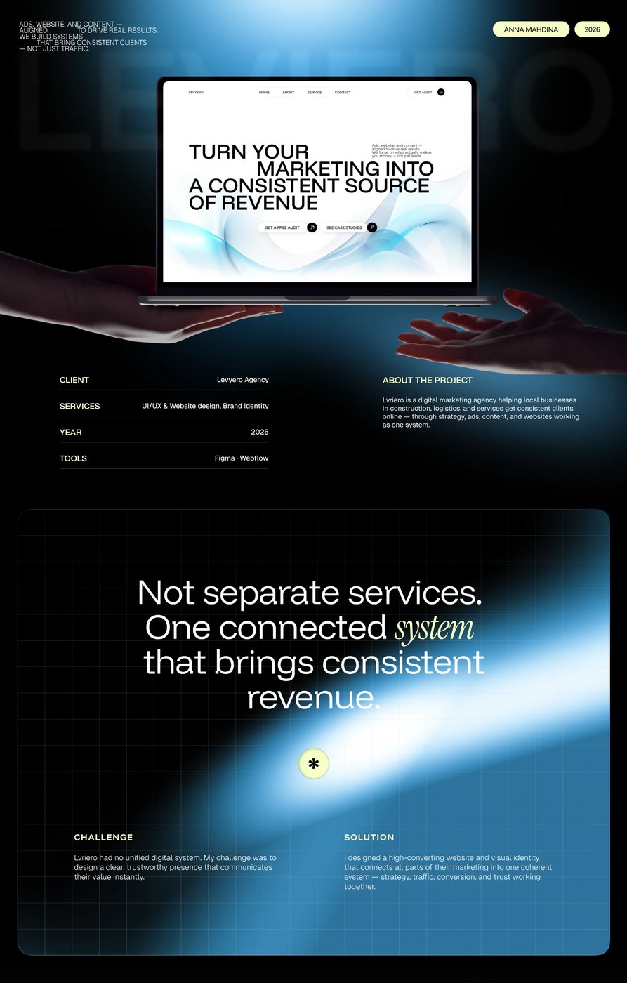 homepage mockup on laptop with hero section — ui ux design by Anna Mahdina