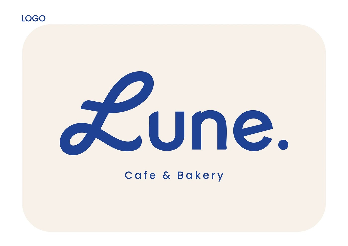 Lune Cafe and Bakery brand identity design custom wordmark by Ashida Hydrose