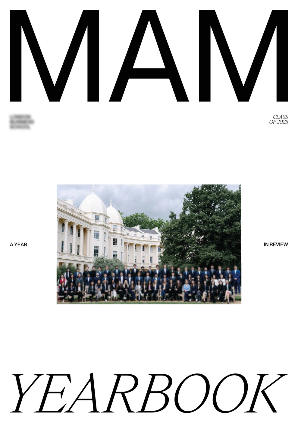 Asymmetric columns layout specimen in MAM Yearbook editorial design