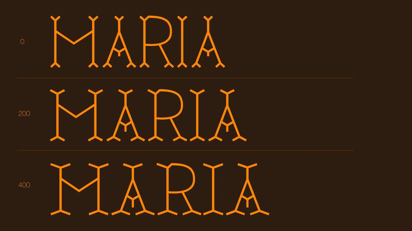 Maria RM variable typeface specimen detail by Rui Marques
