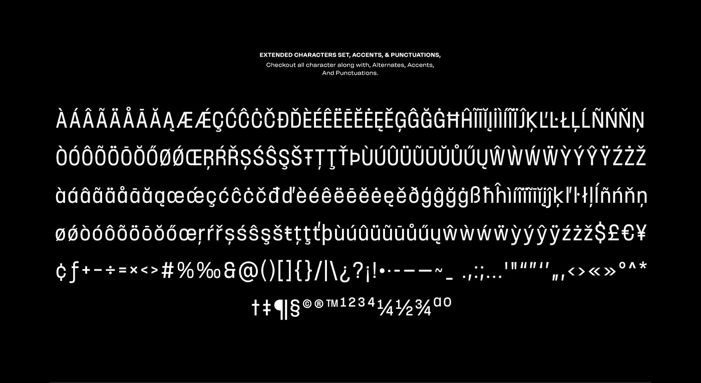 Million condensed display typeface 18 styles weight comparison specimen thin regular black