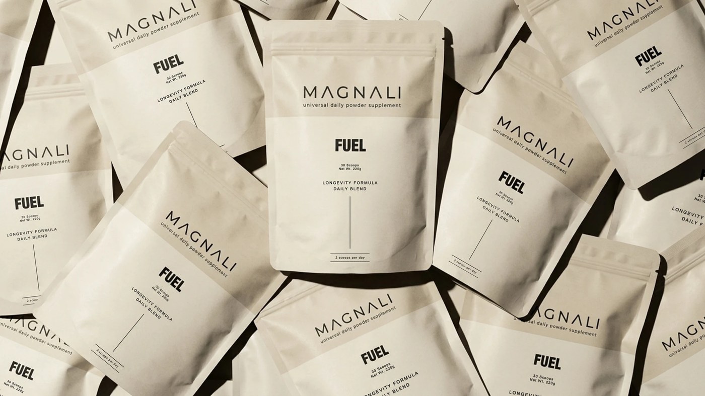 Powder pack detail in supplement packaging design wellness branding