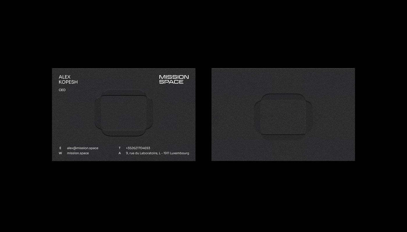 mission space visual identity business cards detail