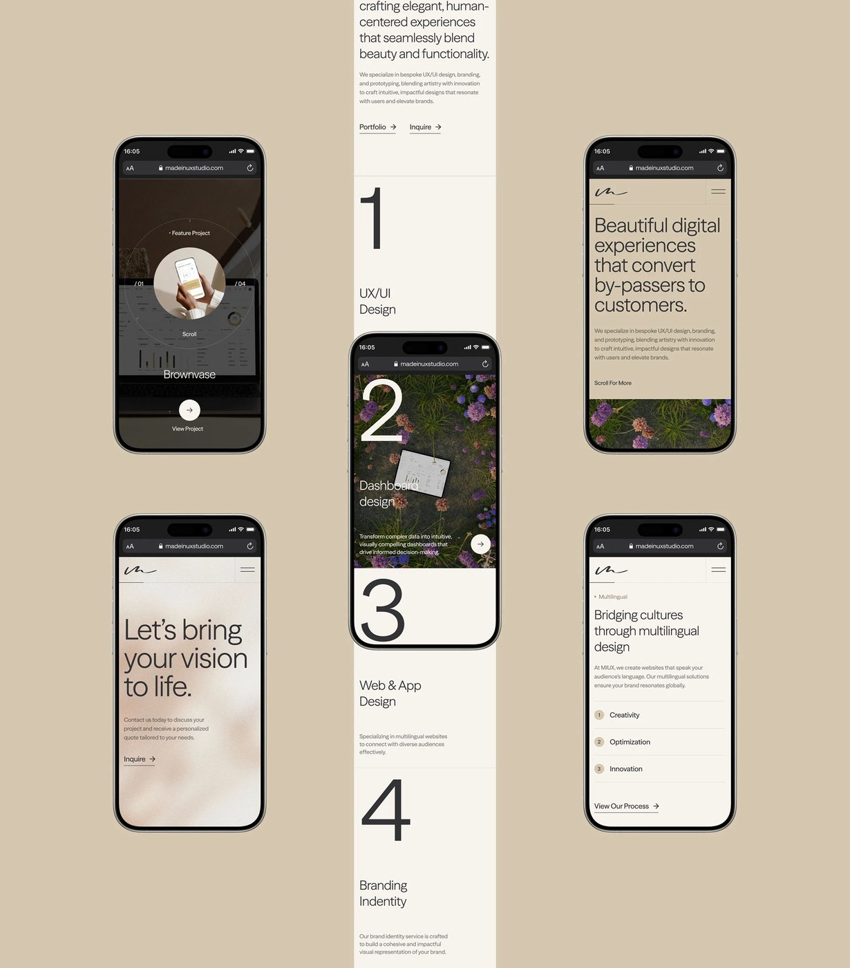 web design portfolio agency awwwards layout featuring dark UI grids