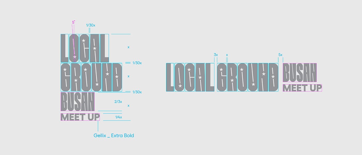 Visual identity layout diagrams and graphic systems