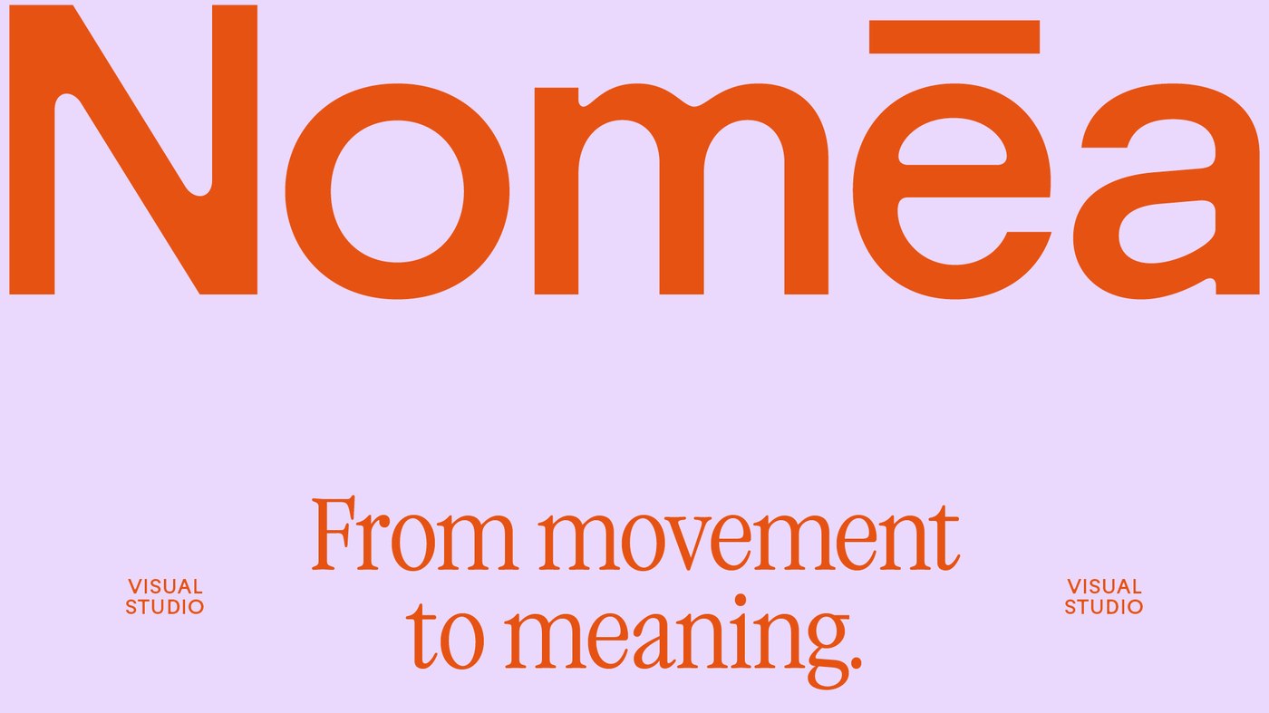 Nomēa Studio display wordmark and tagline typography branding