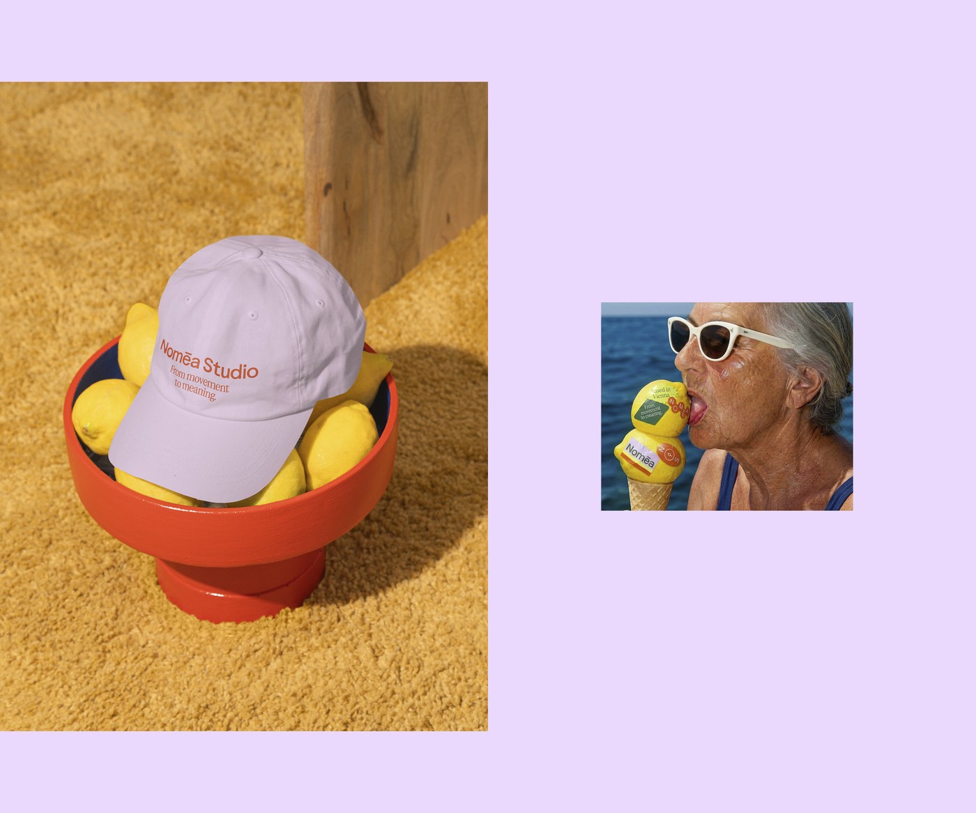 Nomēa Studio embroidered cap merchandise and photography branding