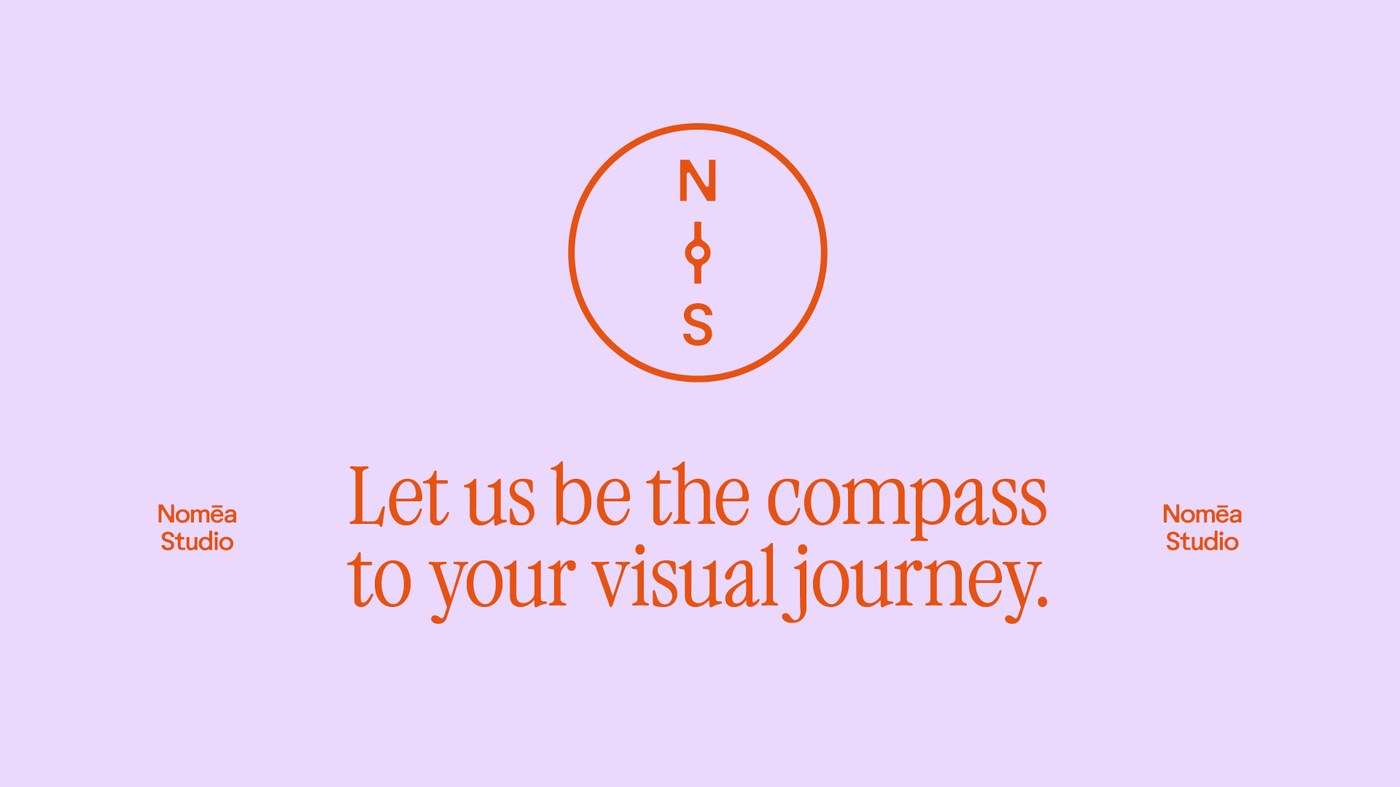 Nomēa Studio circular compass emblem typography branding