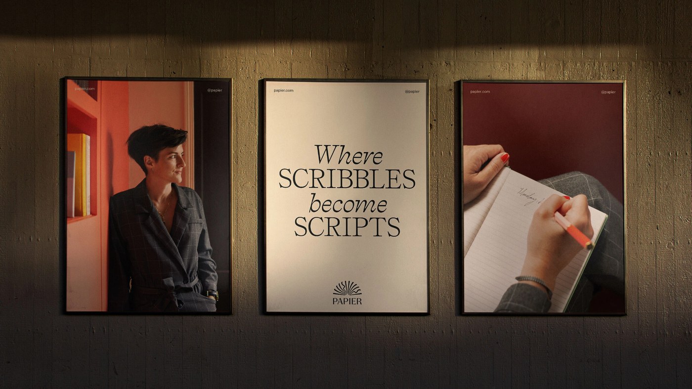 Out-of-home poster campaign for Papier brand identity by Ragged Edge