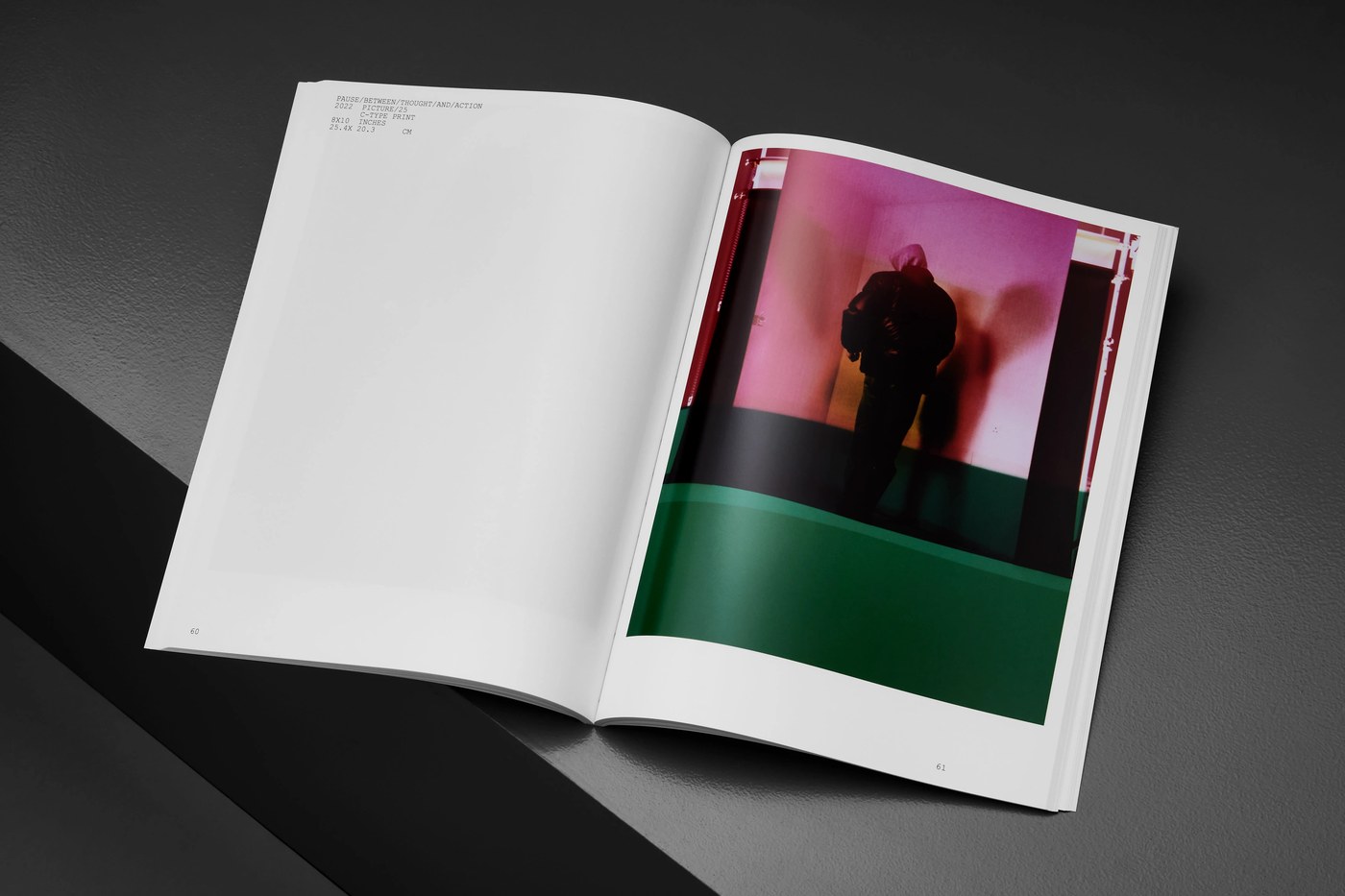 Dual-page monograph spread showing high-contrast luminogram artwork and generous margin layout — editorial design by Lundgren+Lindqvist