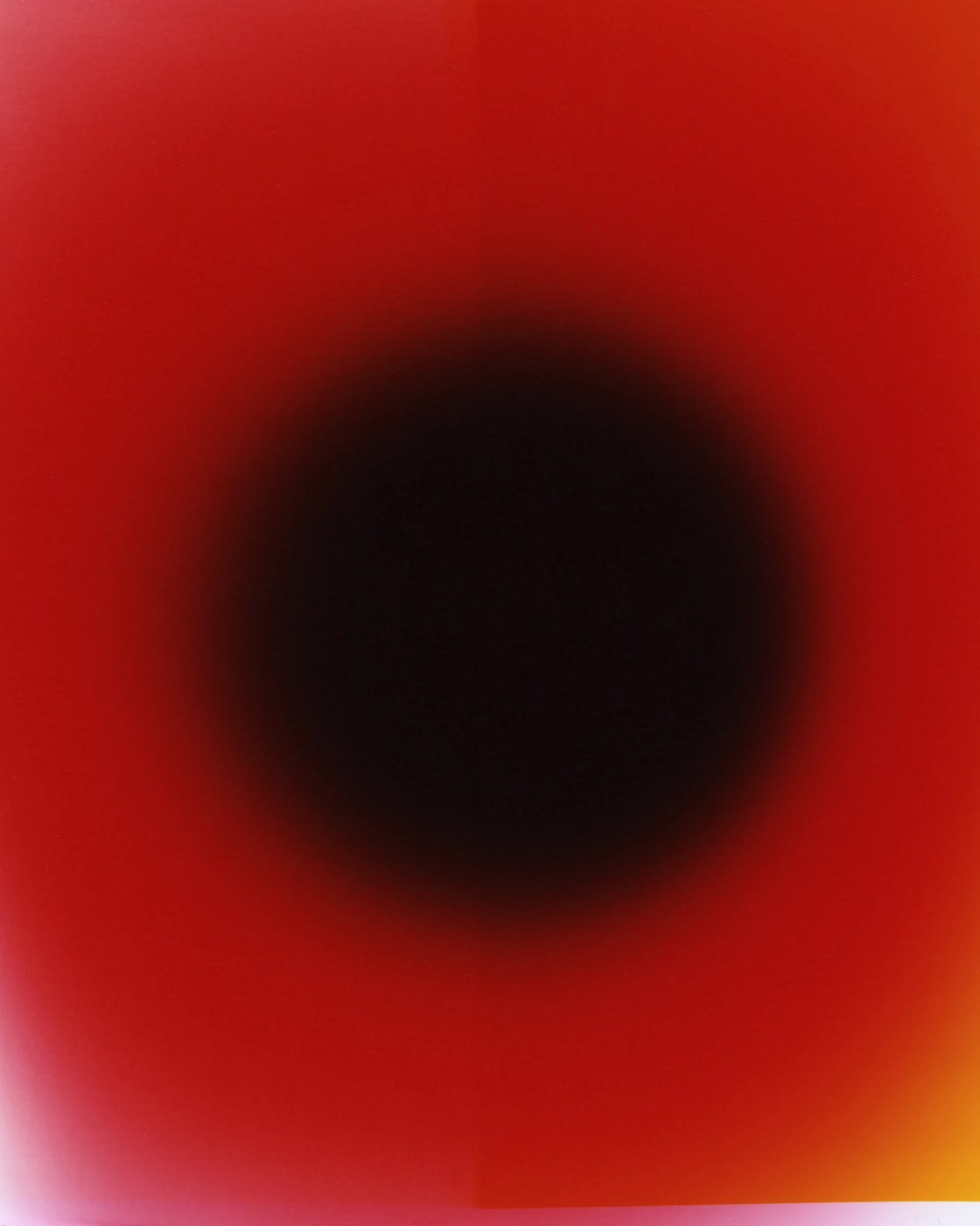 Abstract circular luminogram motif and crimson gradient print — editorial design by Lundgren+Lindqvist