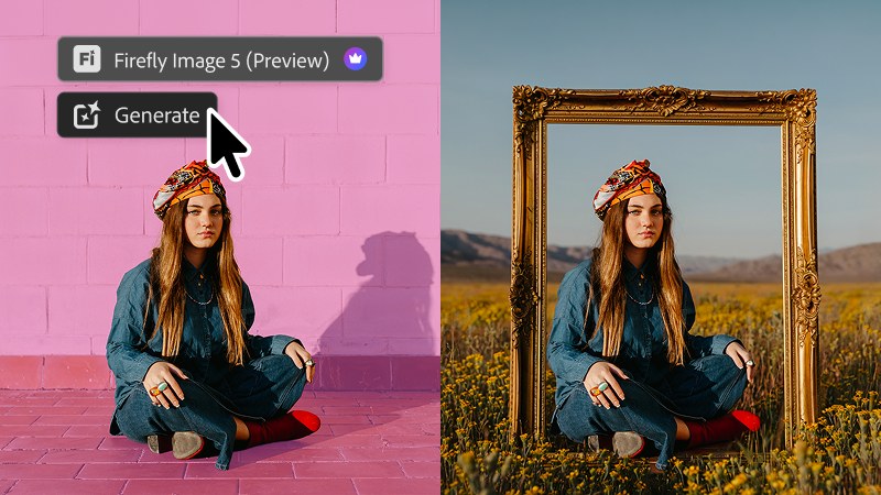 Light Adjustment Layer and Instruct Edit with Masks interface in Photoshop AI features