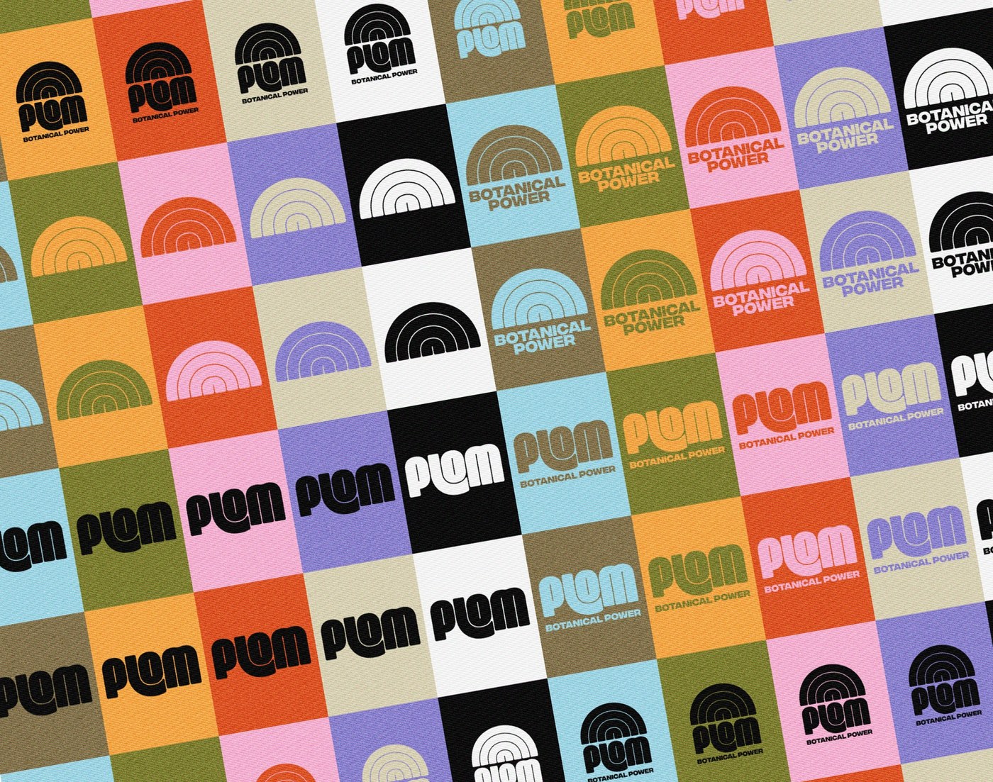 Plom combinatorial color matrix and visual system grid — brand identity by Brand Brothers