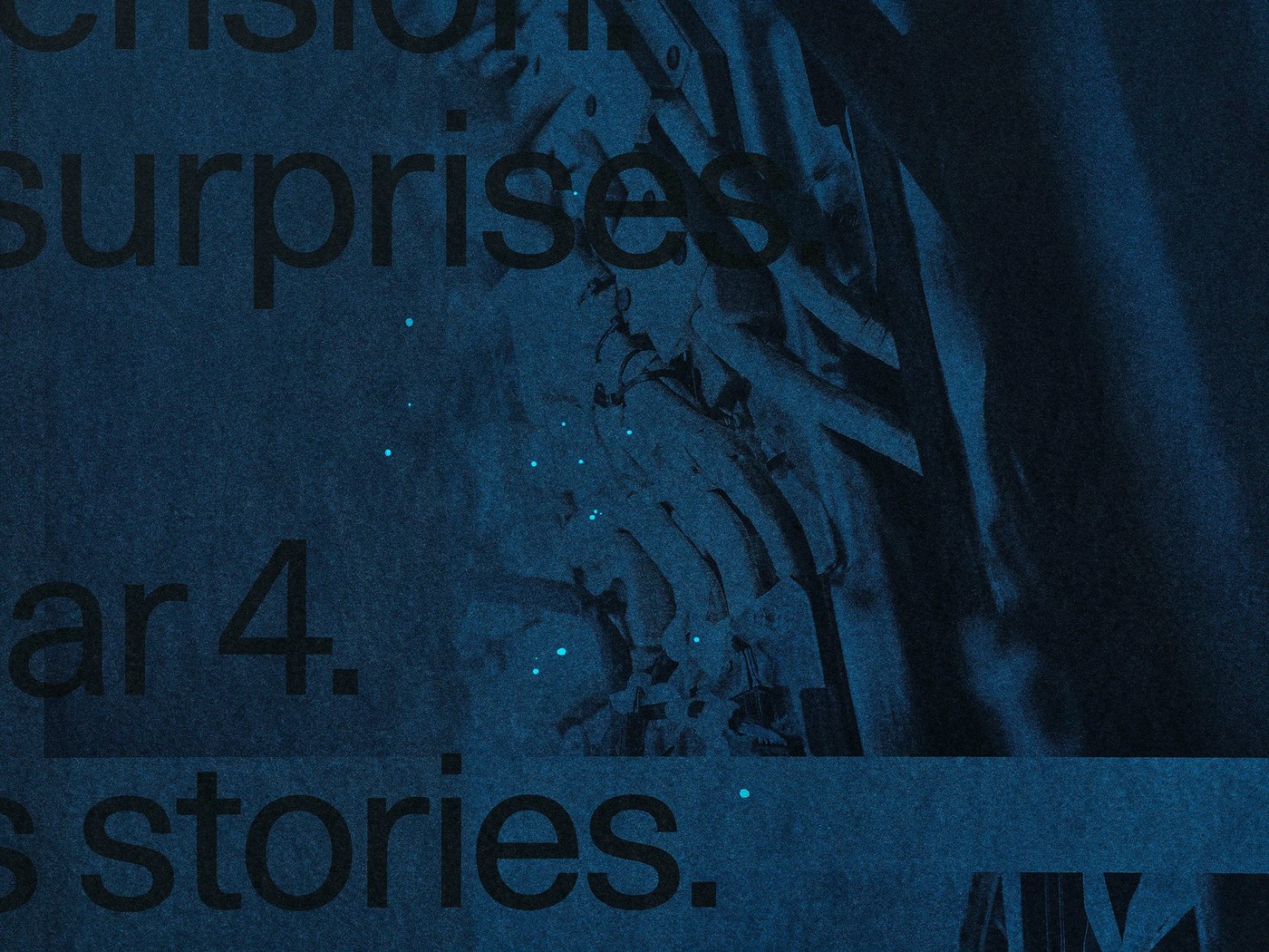 Macro detail of black overprint typography and textured paper grain in poster design