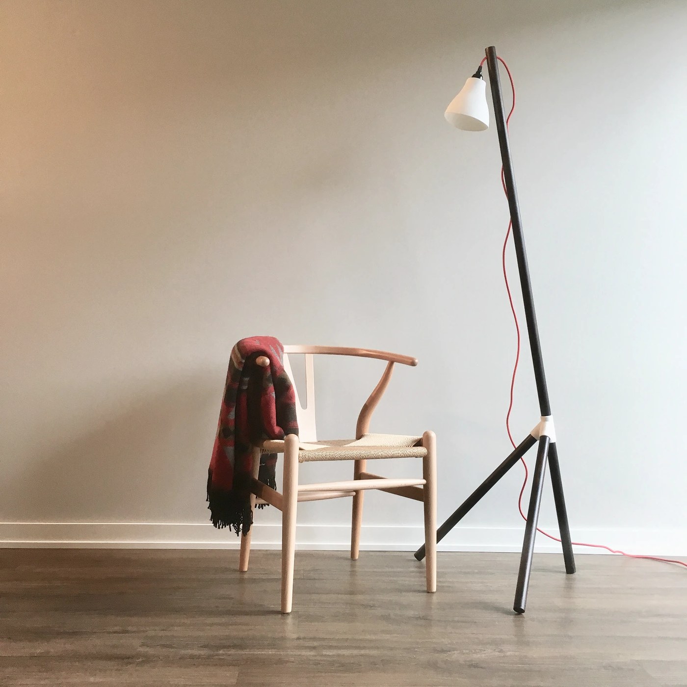 3D printed lamp structural framing and wooden dowels