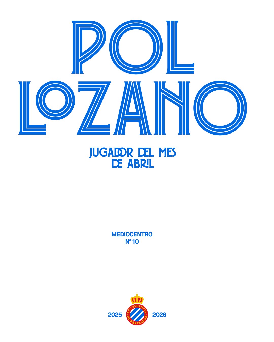 Pol Lozano Player of the Month editorial poster layout with structured typographic hierarchy