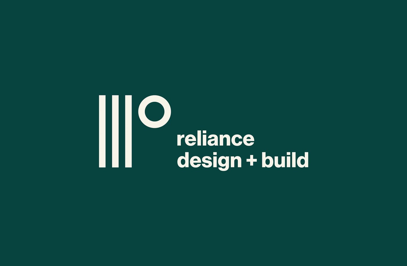 Reliance brand identity logo construction showing the geometric lowercase r mark