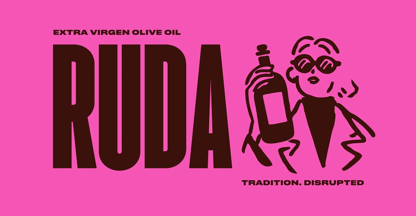 Vector illustration and packaging layout showing bold brand identity typography details.