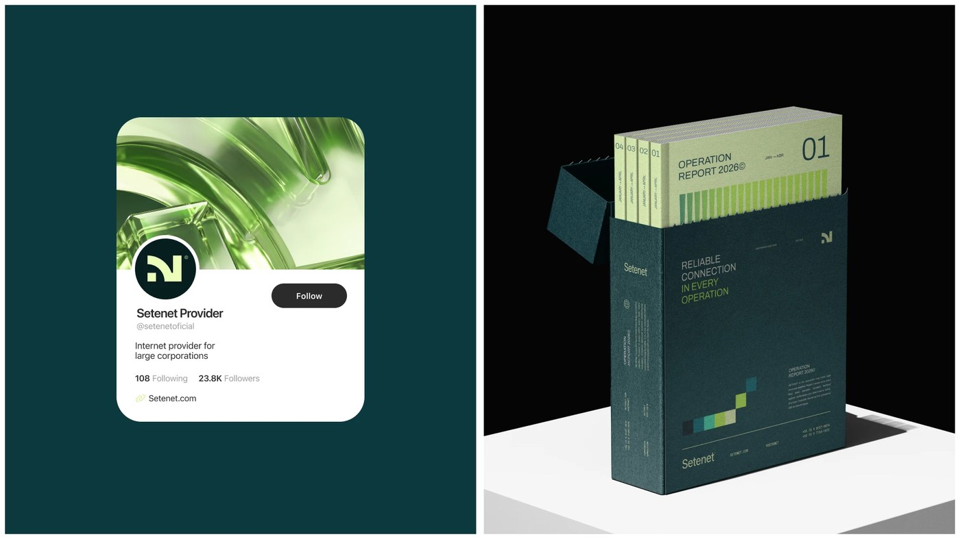 Setenet quarterly operation reports cardboard slipcase packaging and brand identity
