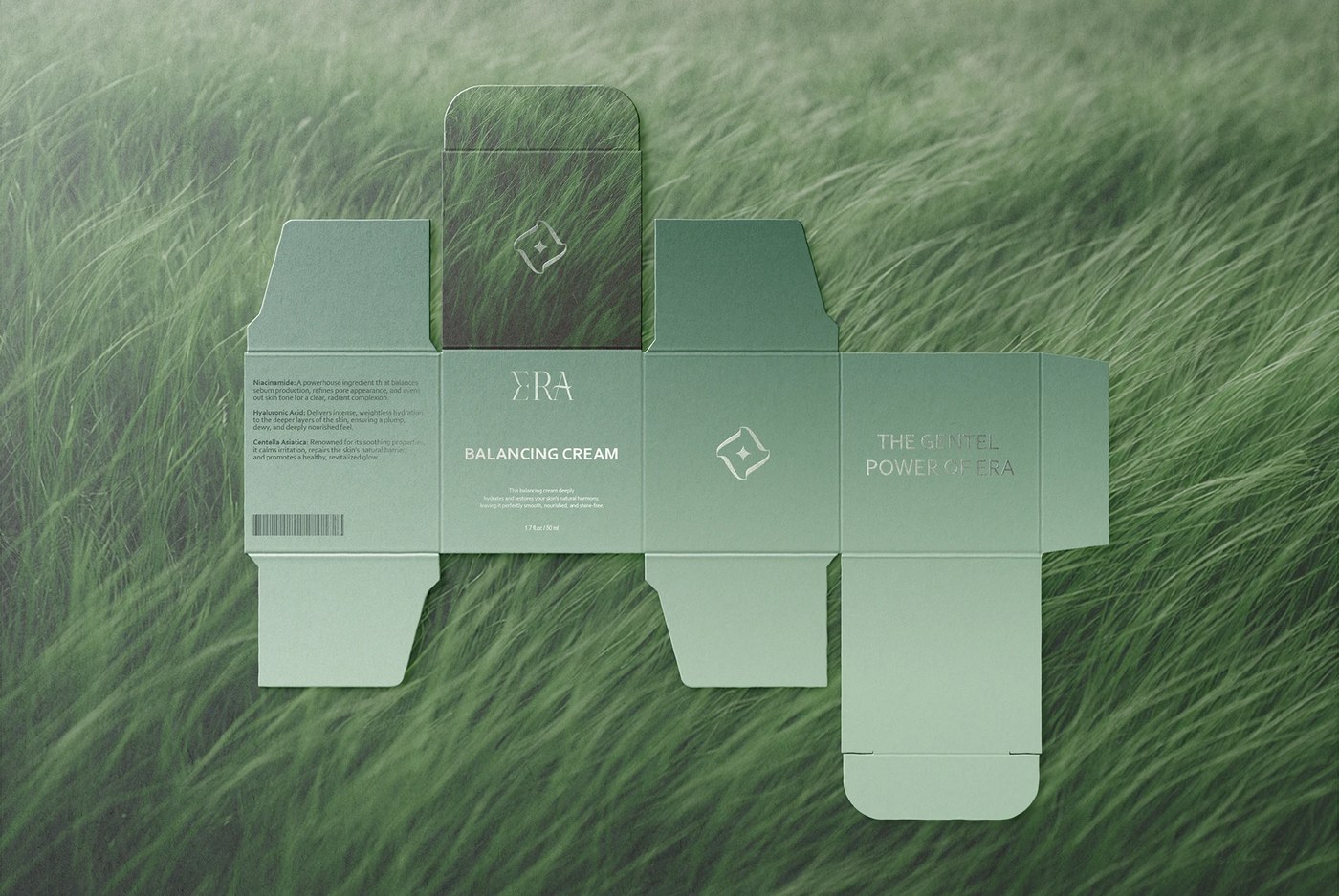 Digital screens displaying skincare branding assets