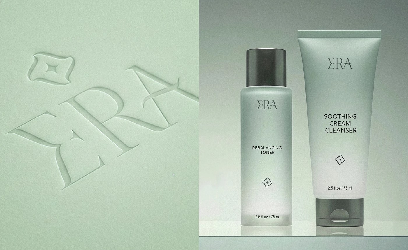 Stationery designs highlighting skincare branding visual identity