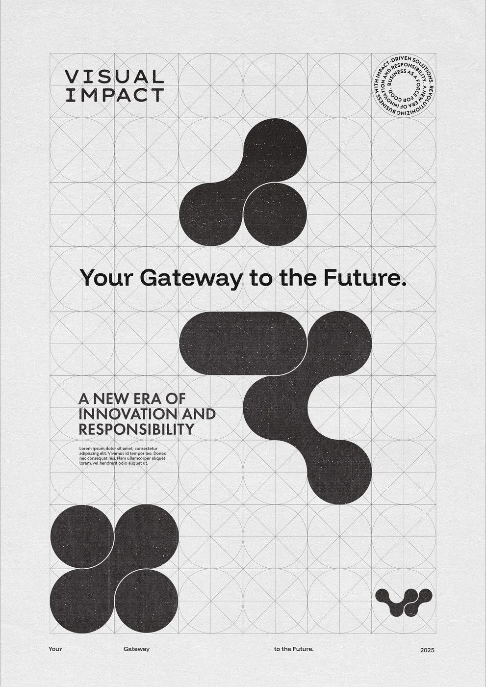 Visual Impact brand identity design poster system and measurement grid