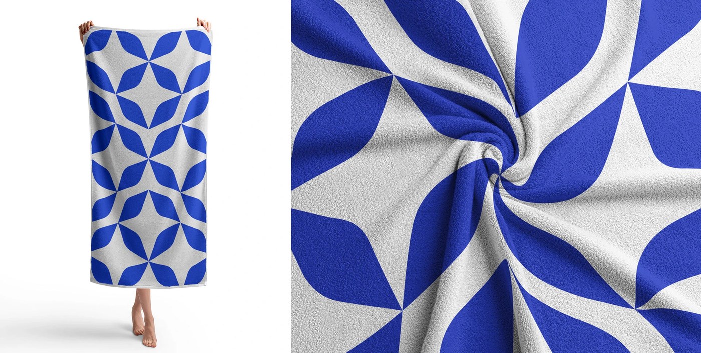turkish towels brand identity naci mert displaying cobalt blue flag banner