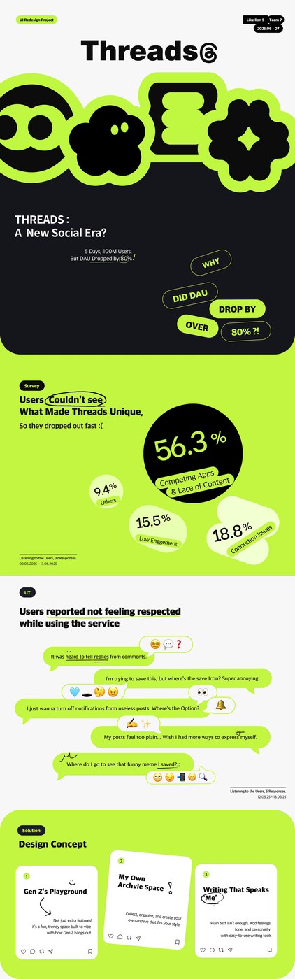 mobile app ui ux layout thread byulha park showcasing dark mode interface and typographic hierarchy