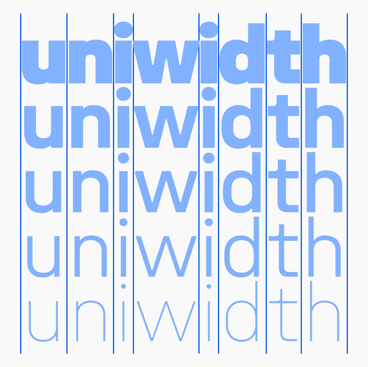 Unifora typography design specimen showcase showing layout grids