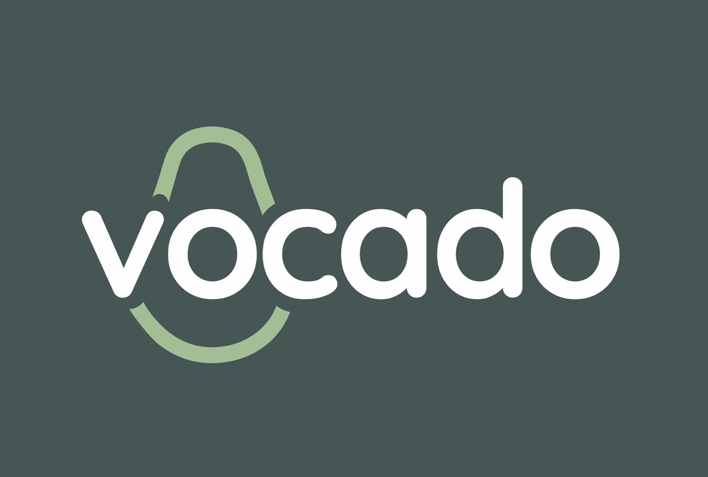 Vocado custom lowercase wordmark and branding design in deep olive green