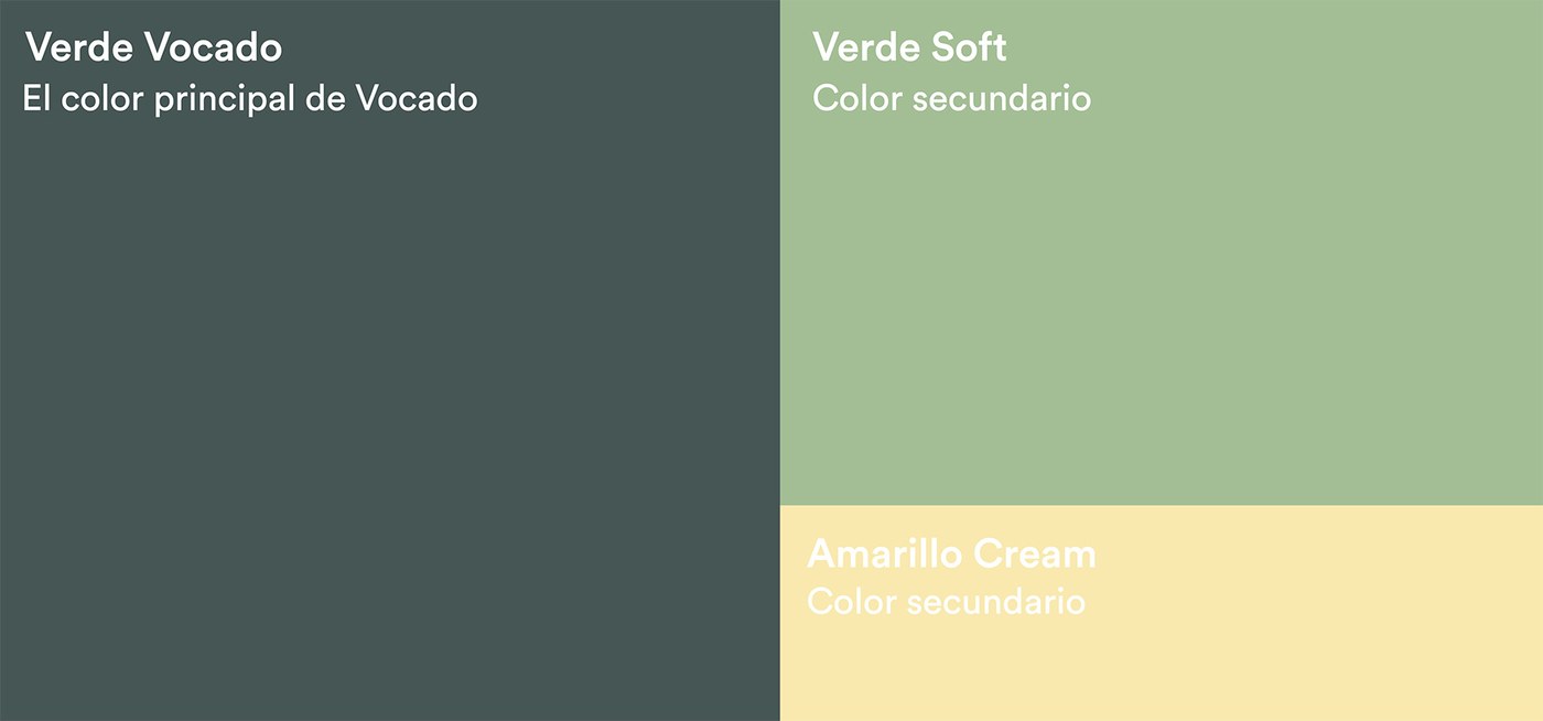 Vocado chromatic system featuring Verde Vocado, Verde Soft, and Amarillo Cream