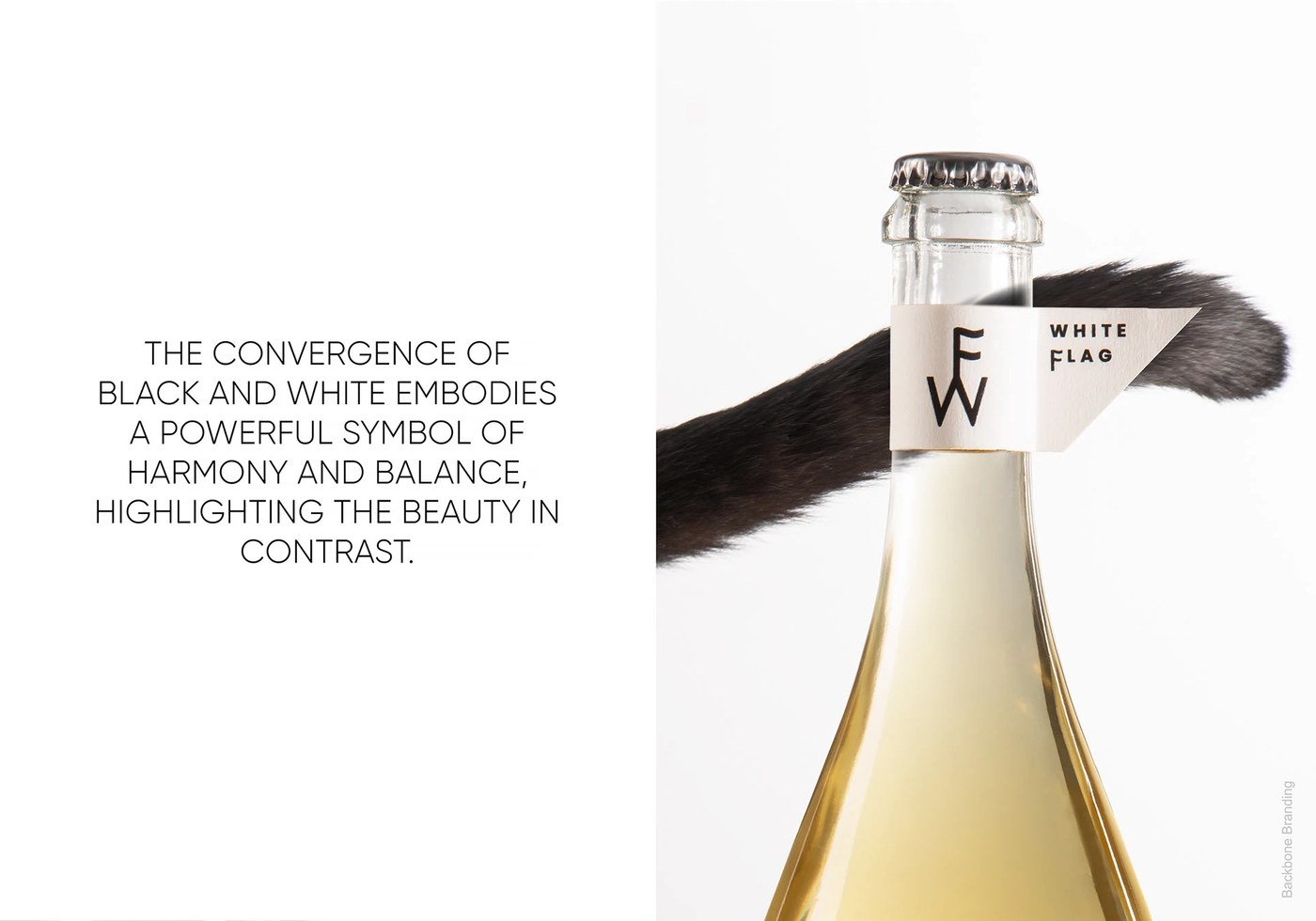 White Flag paper neck flag and cat tail detail in packaging design by Backbone Branding