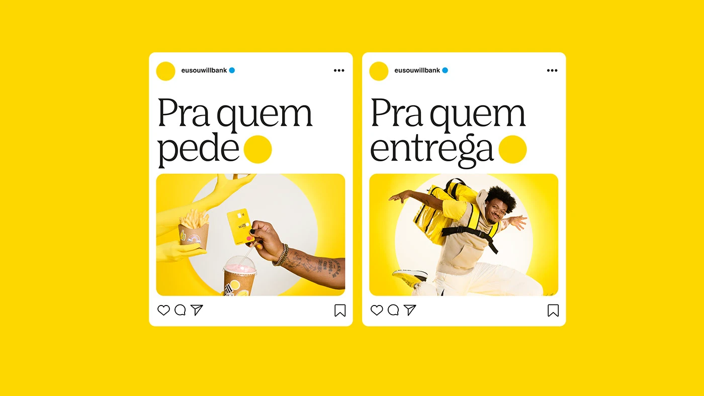 Will bank identity social media posts with campaign application of wordmark