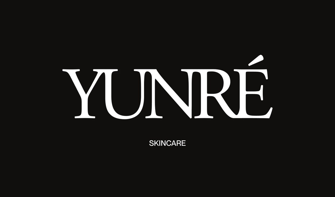 Yunré skincare branding Owlsome Studio branding typographic packaging layout