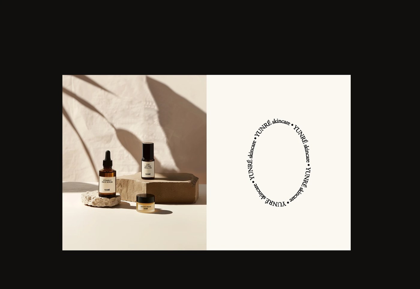 Yunré skincare branding Owlsome Studio branding stationery and business cards