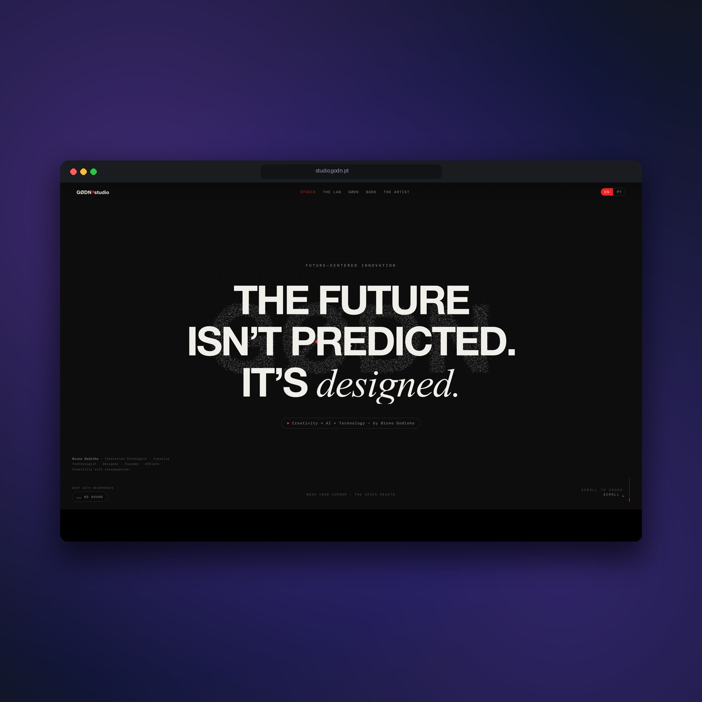 GØDN.studio interactive web design macOS browser interface mockup