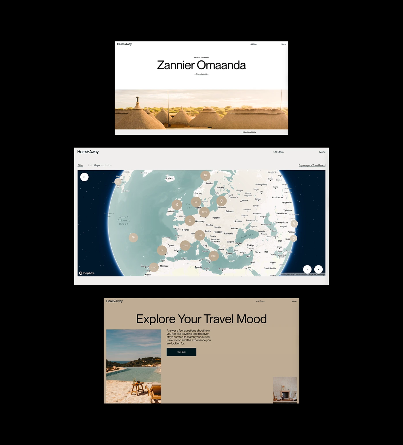 Here Away travel platform ui ux detail 8