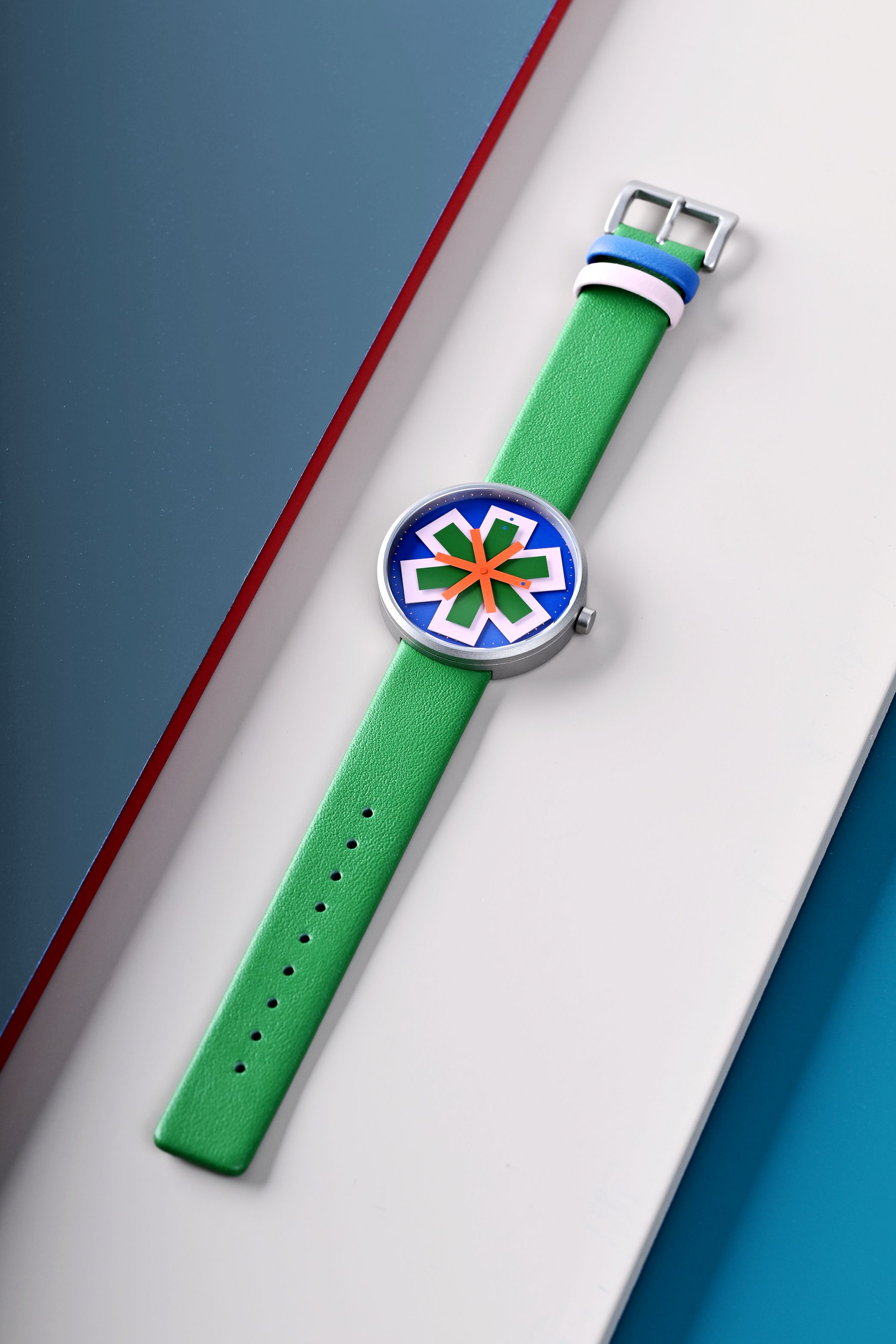 Alternative studio mockup photo displaying stellar watch hands layout alignment design