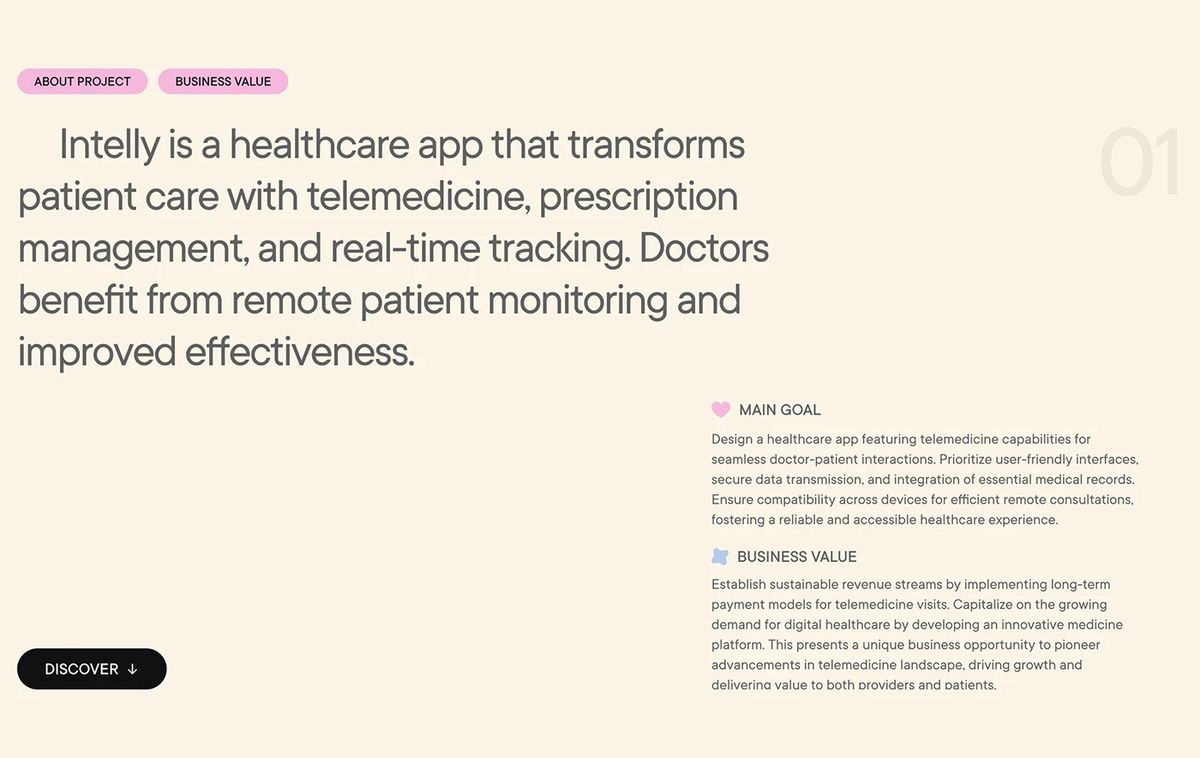 Intelly Healthcare App smartphone screen design asset detail UI
