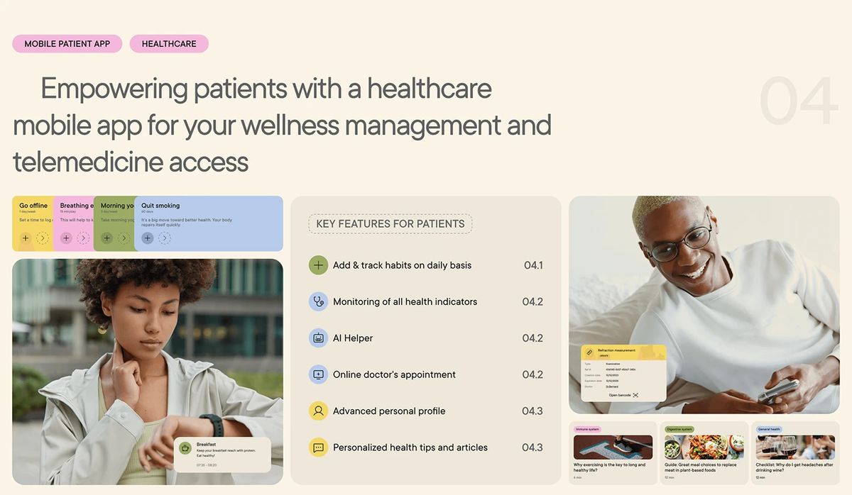 Intelly Healthcare App smartphone screen visual UI details