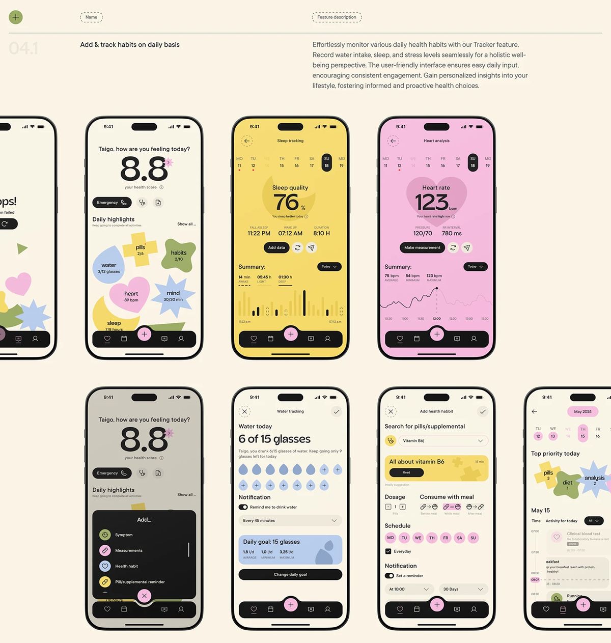 Intelly Healthcare App mobile phone mockup dashboard UI layout