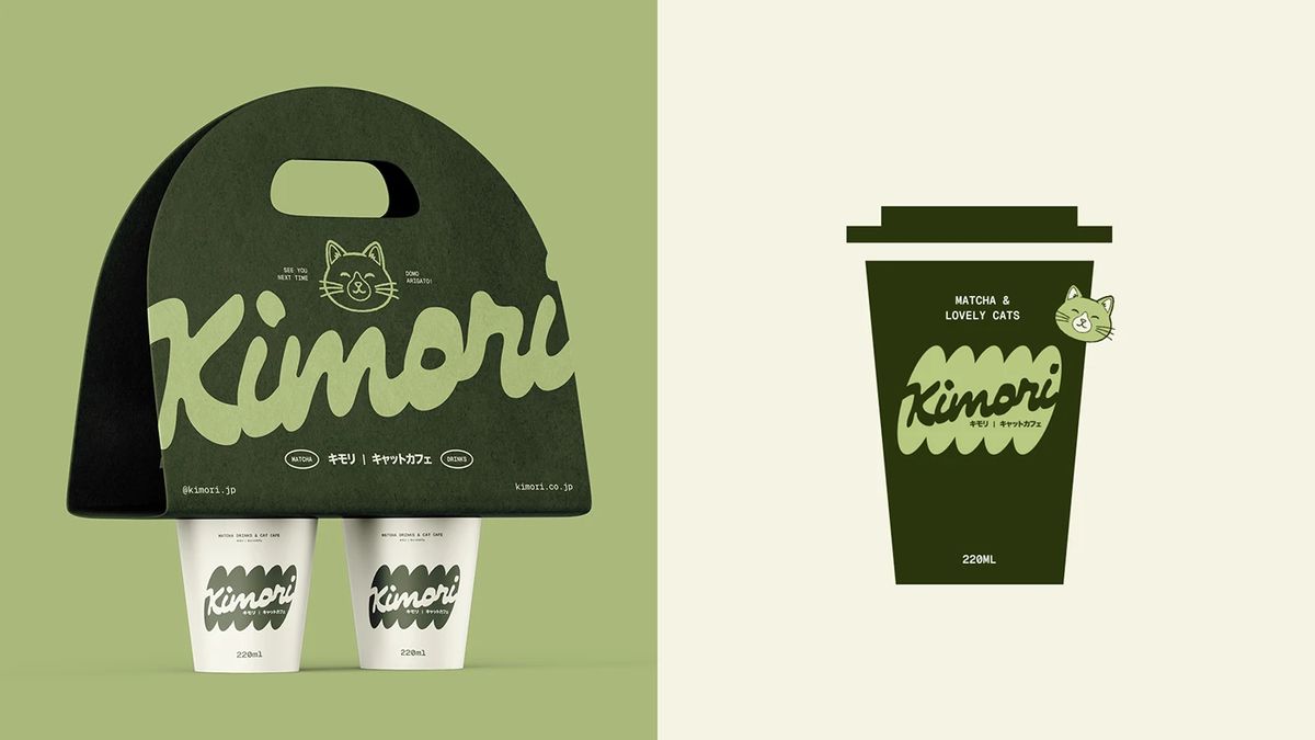 Kimori Matcha Cat Cafe typography design details branding