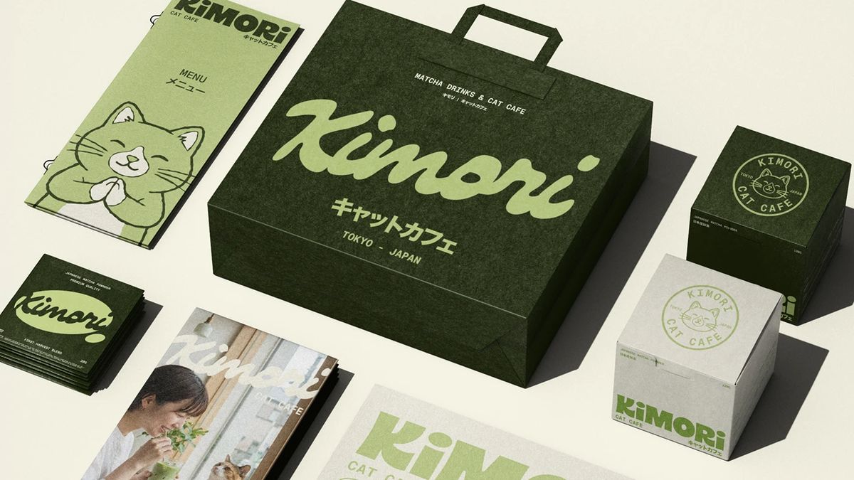 Kimori Matcha Cat Cafe color system design branding