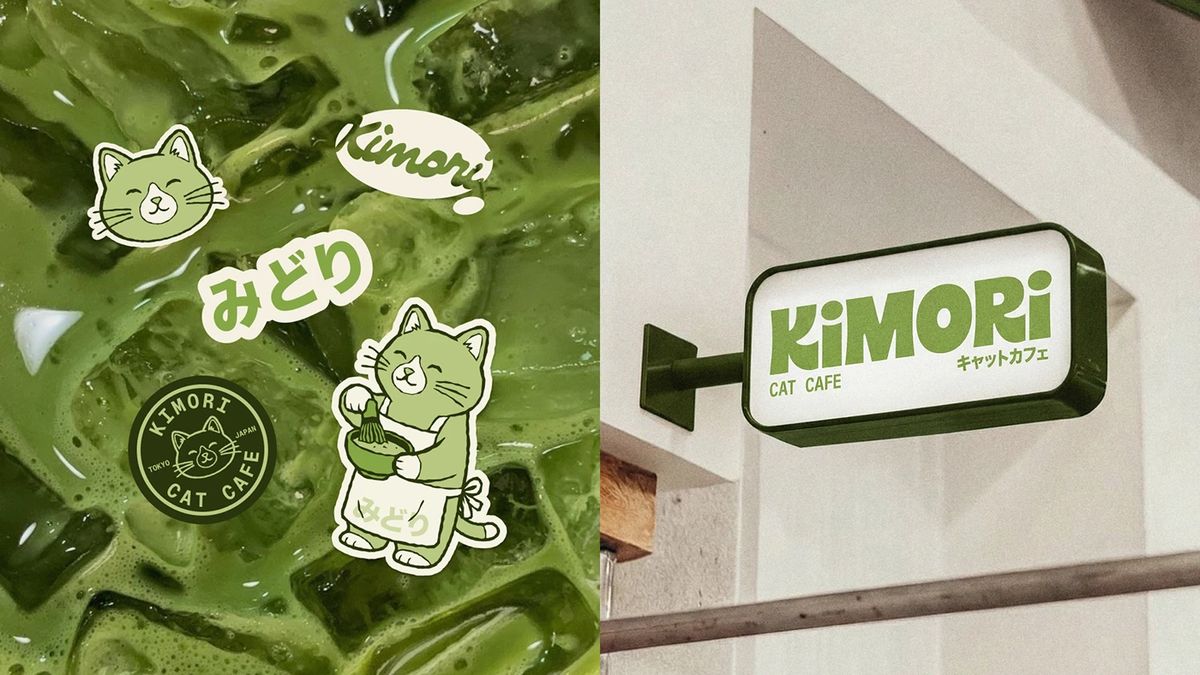 Kimori Matcha Cat Cafe packaging graphics design layout branding