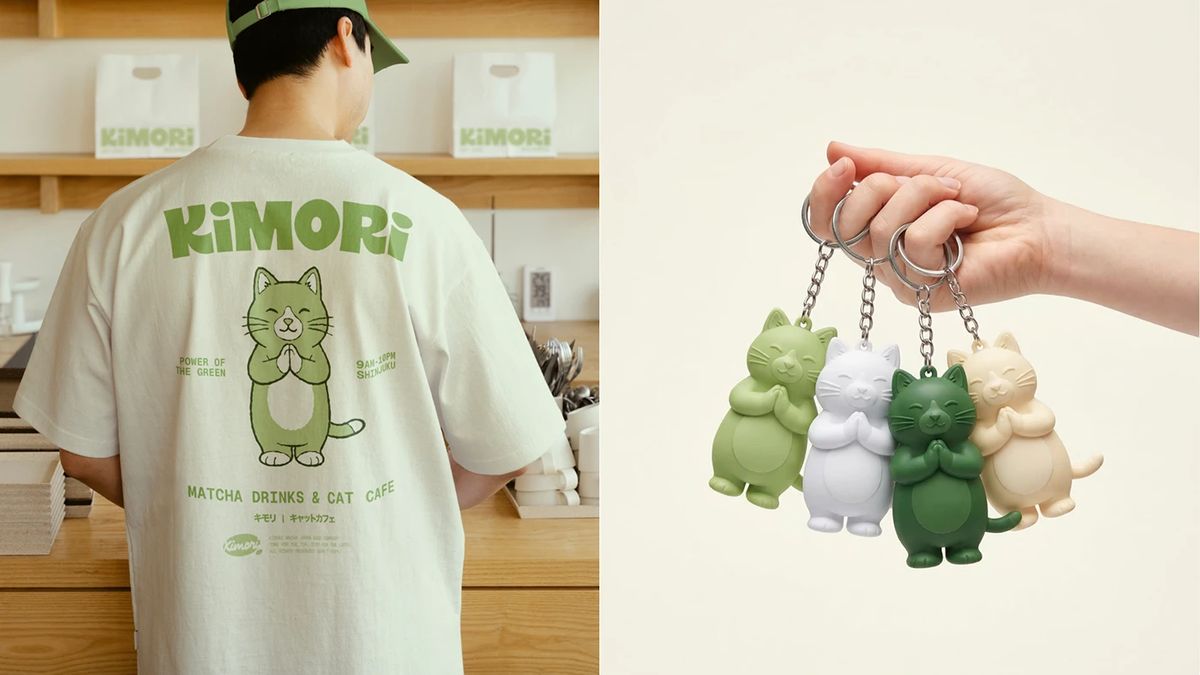 Kimori Matcha Cat Cafe merchandise design layout branding