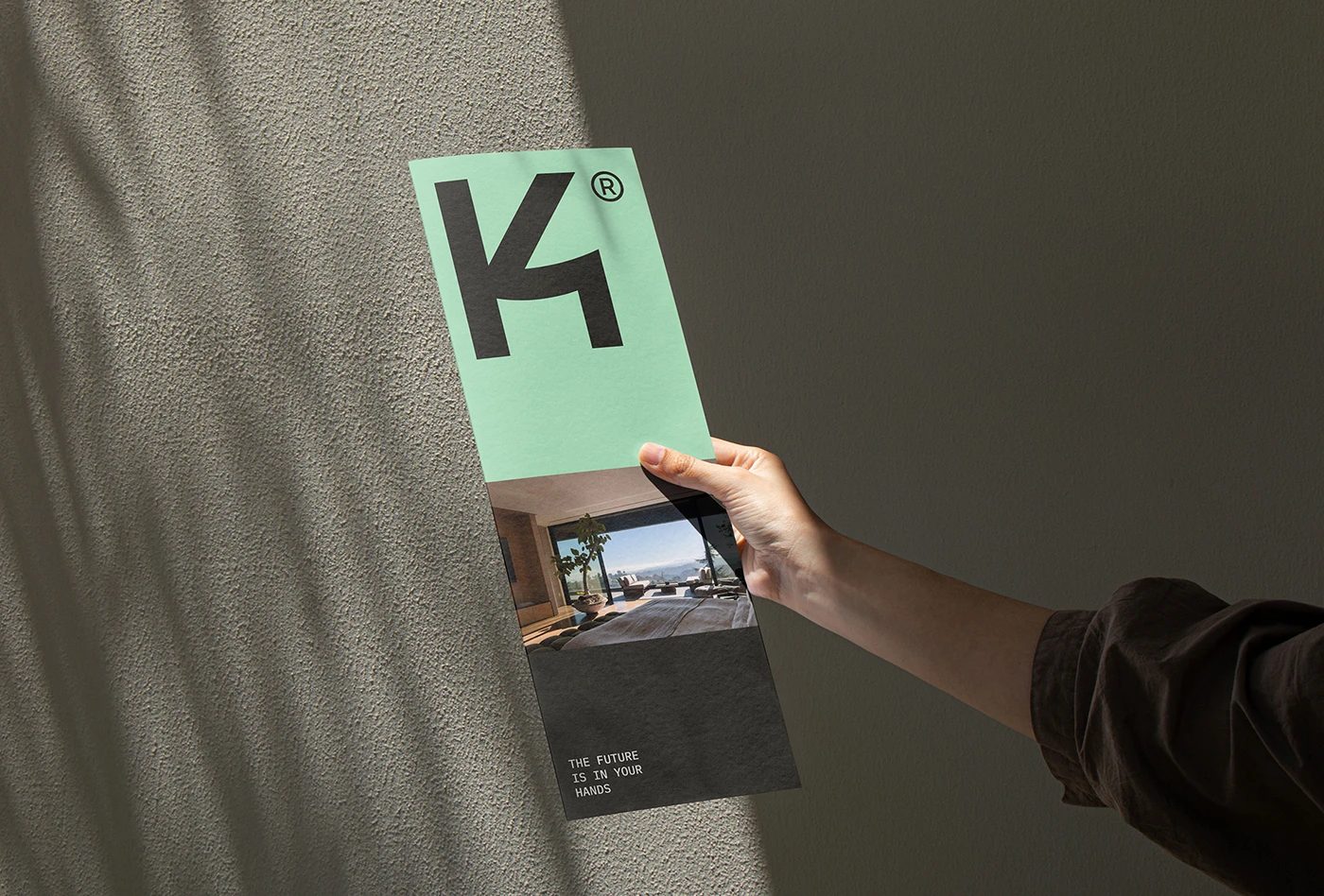 KORBA architectural studio branding printed brochure pamphlet with K monogram
