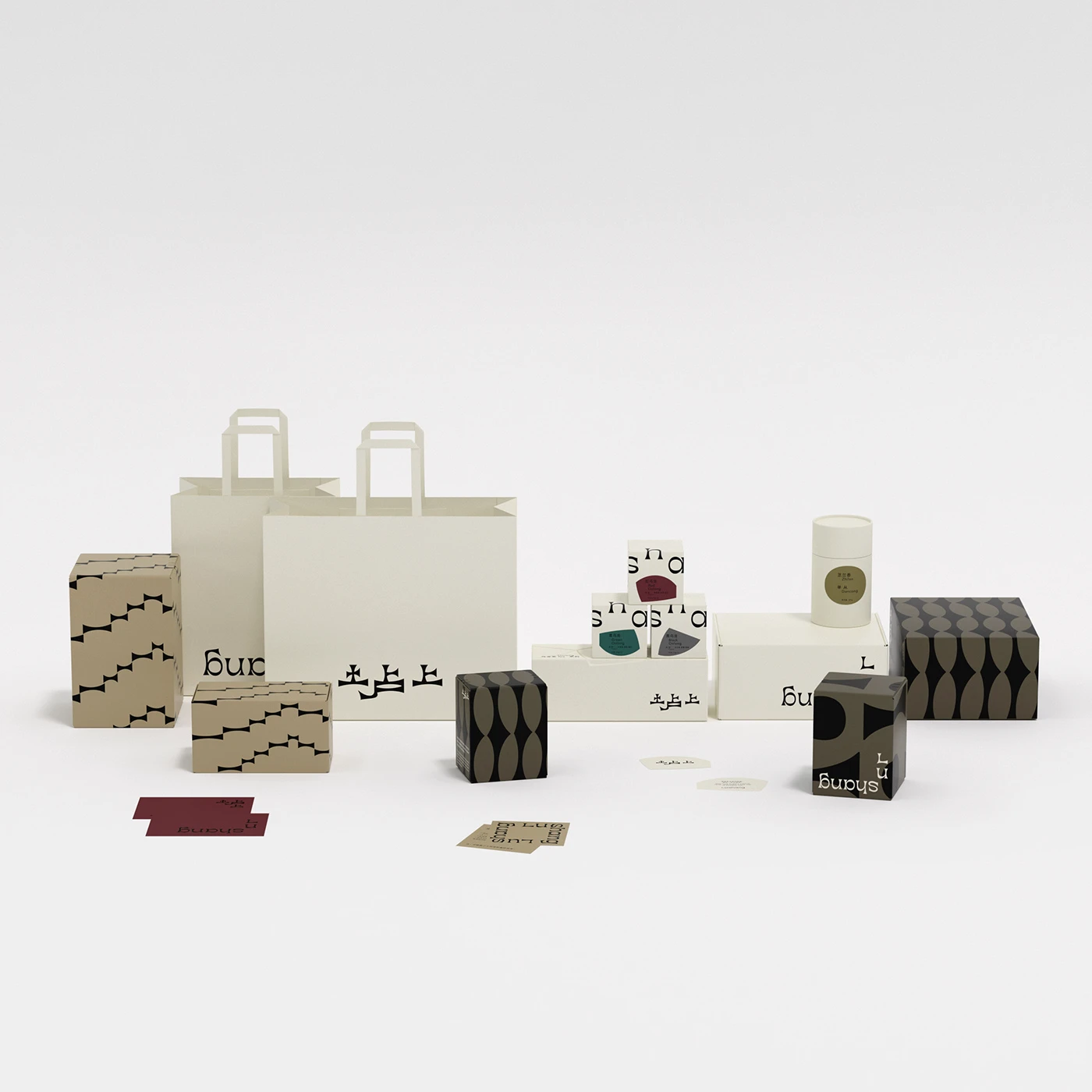 Lushang packaging identity typography details