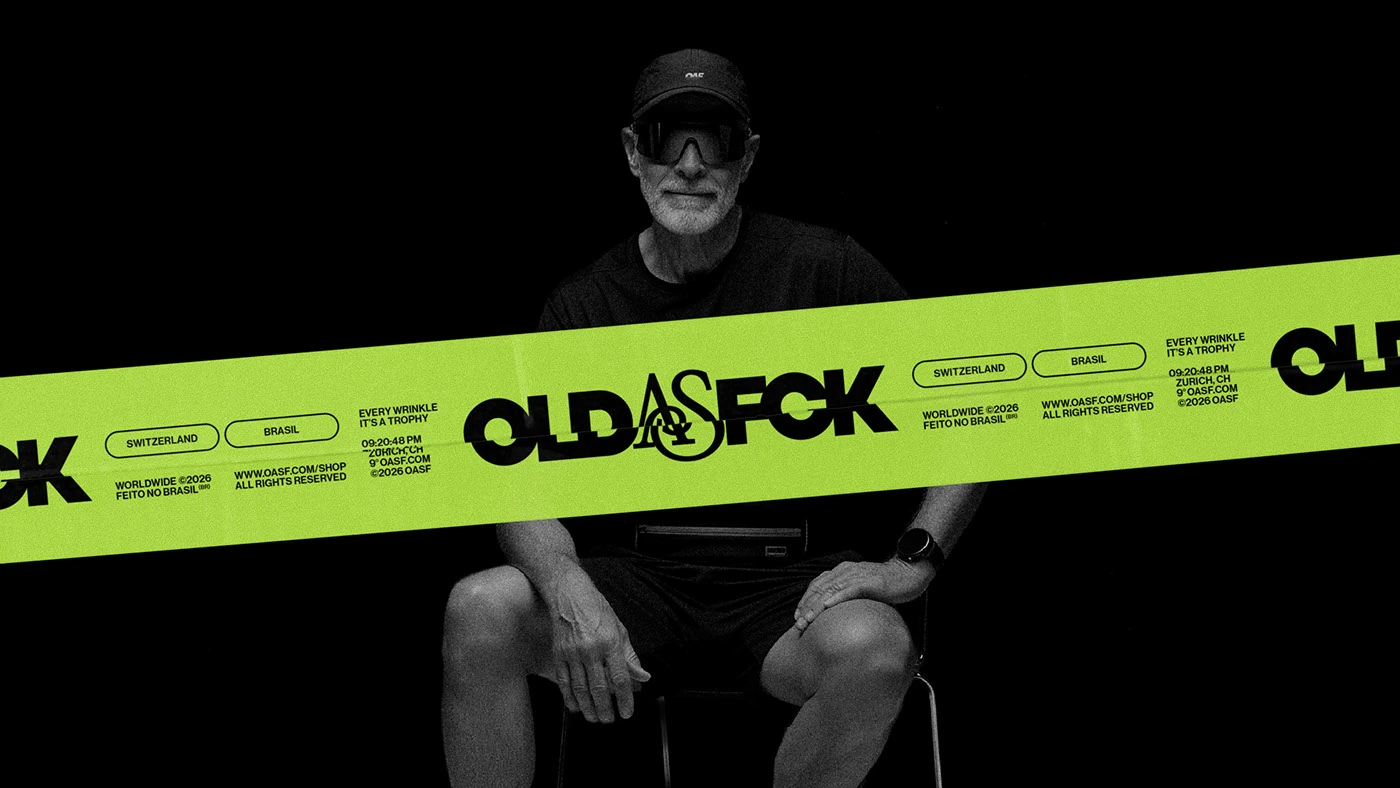 OLD AS FCK logo mark hero apparel mockup branding