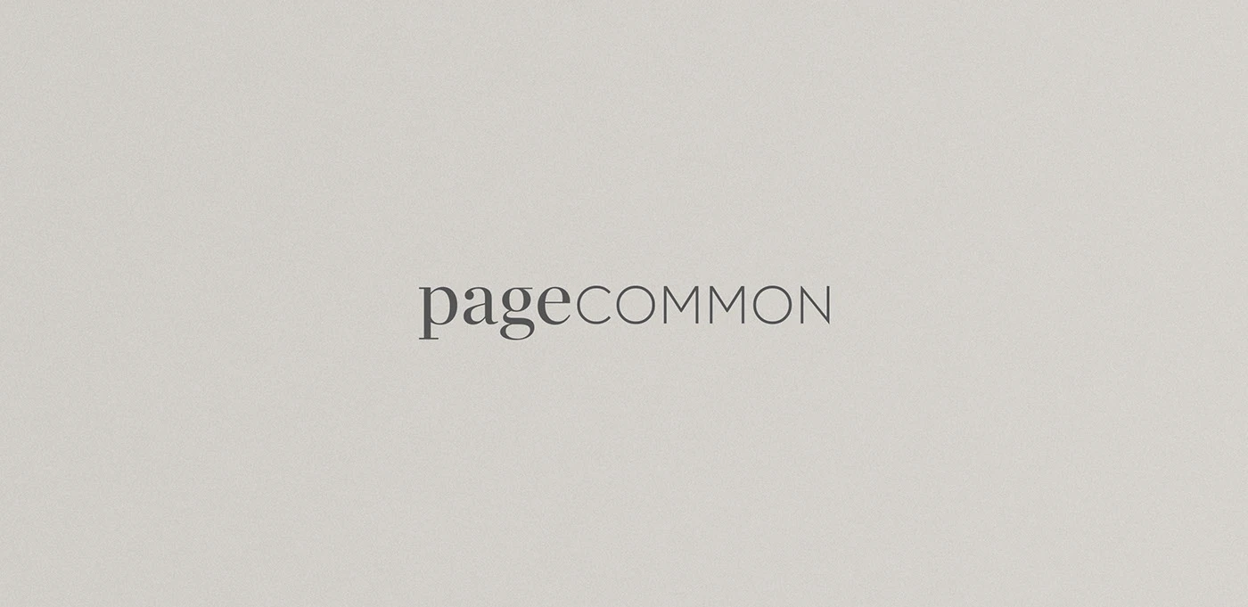 Page Common branding wordmark on textured paper stock