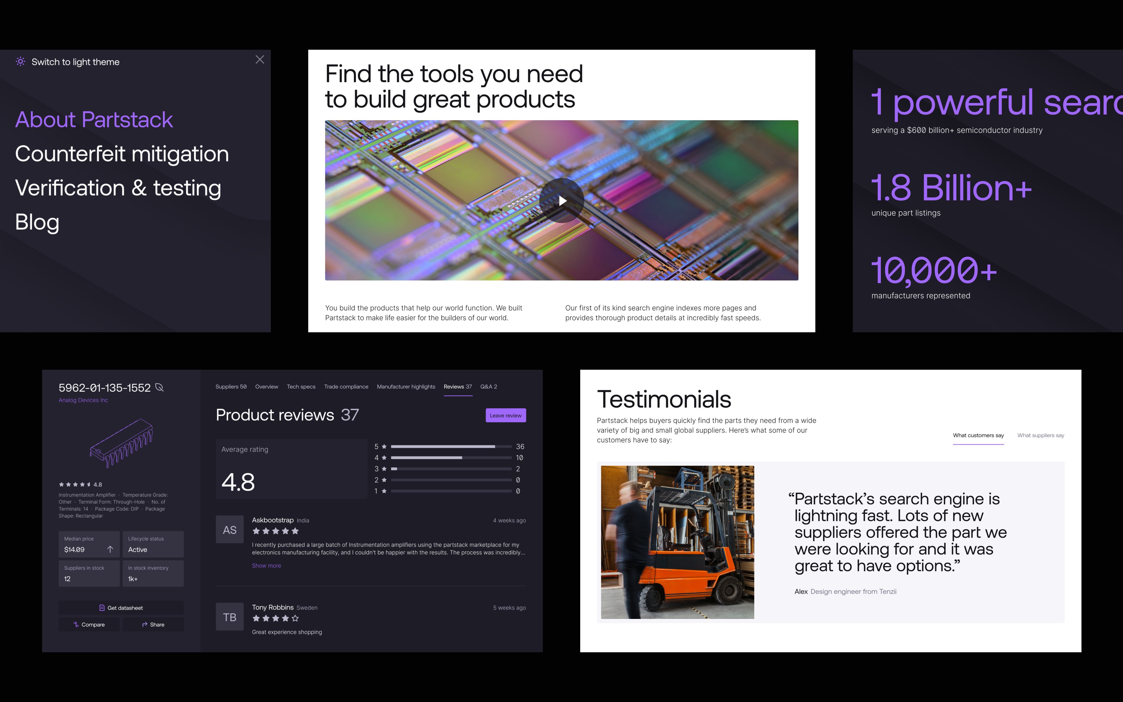 Partstack branding responsive website interface